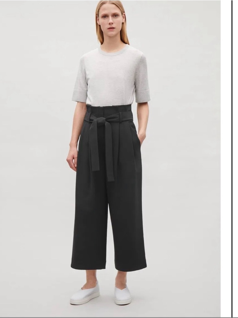 COS Trousers Olive Green High-Waist Wide-Leg with Tie women’s US size29